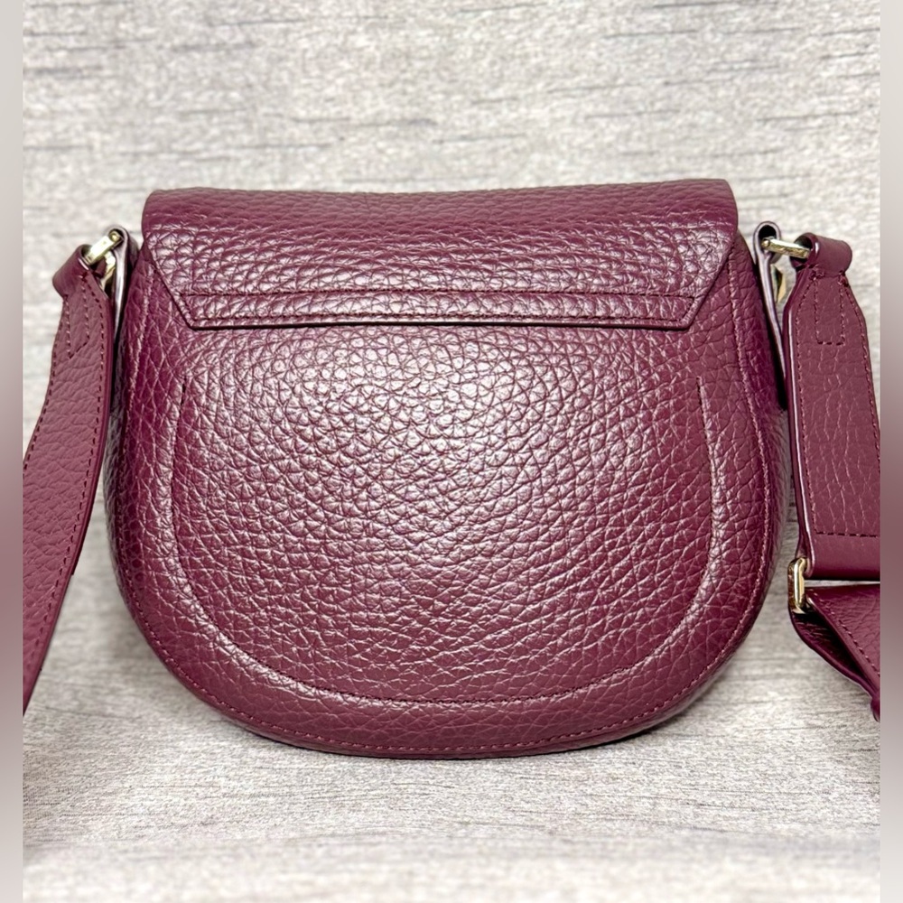 Furla Purple Leather Saddle Crossbody Bag - 7.5" x 6.5 - “Bordeaux” Mini Glenn - Picture 3 of 13